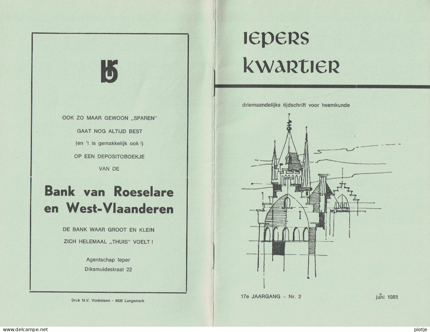 * Ieper - Ypres * (Iepers Kwartier - Jaargang 17 - Nr 2 - Juni 1981) Tijdschrift Voor Heemkunde - Heemkundige Kring - Geographie & Geschichte