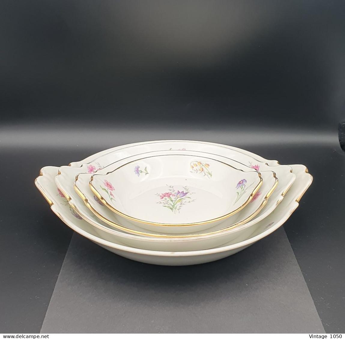 ALUMINITE FRUGIER Lot 4x Plats Porcelaine Limoges France Thème Floral 1940  #230704 - Limoges (FRA)