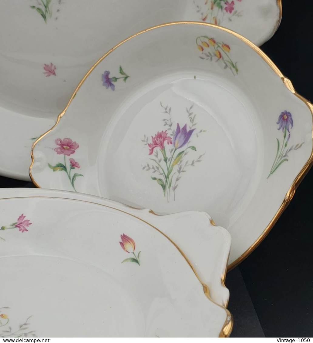 ALUMINITE FRUGIER Lot 4x Plats Porcelaine Limoges France Thème Floral 1940  #230704 - Limoges (FRA)