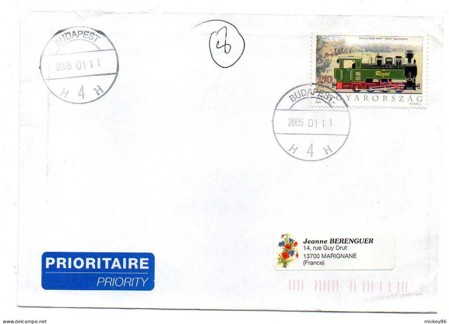 Hongrie--2005--BUDAPEST  Pour MARIGNANE-13 (France)--timbre Train-locomotive Seul Sur Lettre..cachet - Covers & Documents