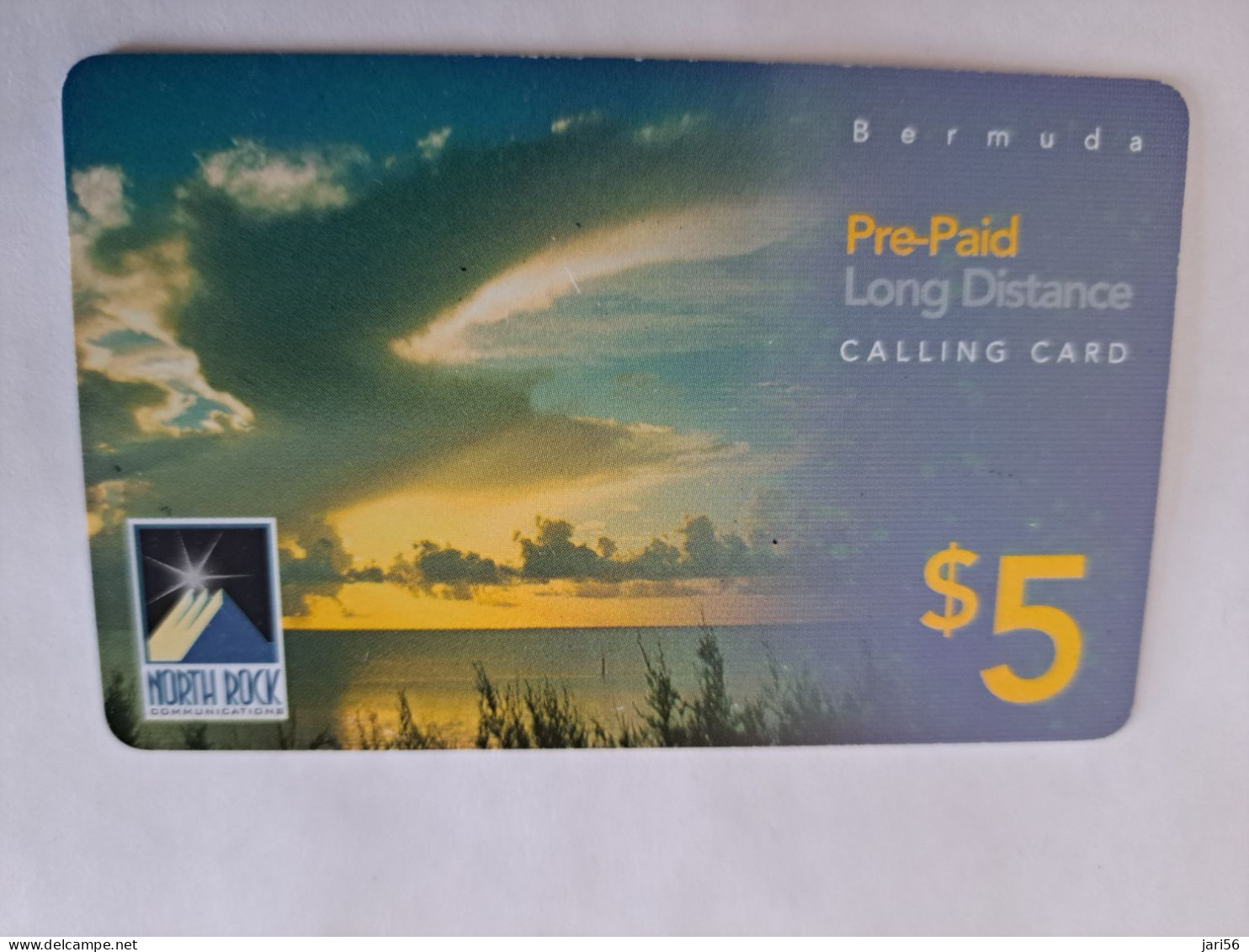 BERMUDA  $5 ,-  BERMUDA  NORTHROCK    SUNSET     3/2005    PREPAID CARD  fine USED  **  14788**