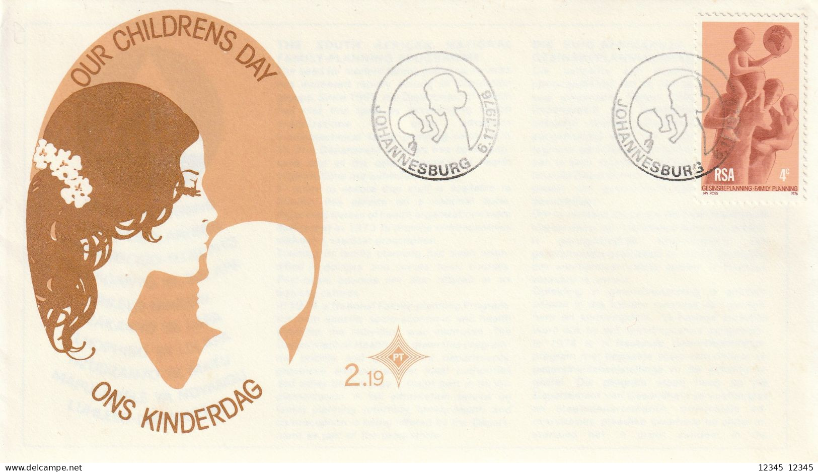 Zuid Afrika 1976, FDC Unused, Family Planning. - FDC