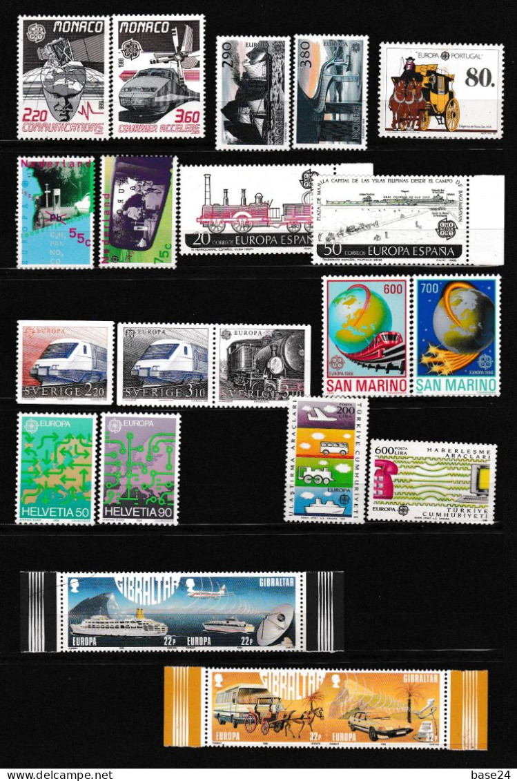 1988 EUROPA CEPT EUROPE  ANNATA  YEAR (81 Valori) MNH** TRASPORTI COMUNICAZIONI, TRANSPORT COMMUNICATIONS - Volledig Jaar