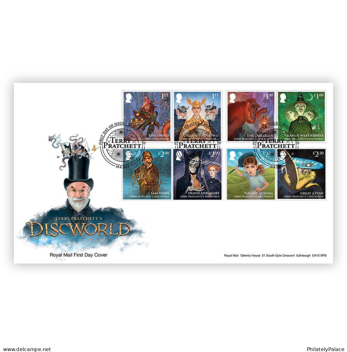 GREAT BRITAIN 2023 GB Terry Pratchett's Discworld Monkey, Torch,Elephant, Turtle, Cat, Skeleton,Moon,FDC + Brochure (**) - Zonder Classificatie