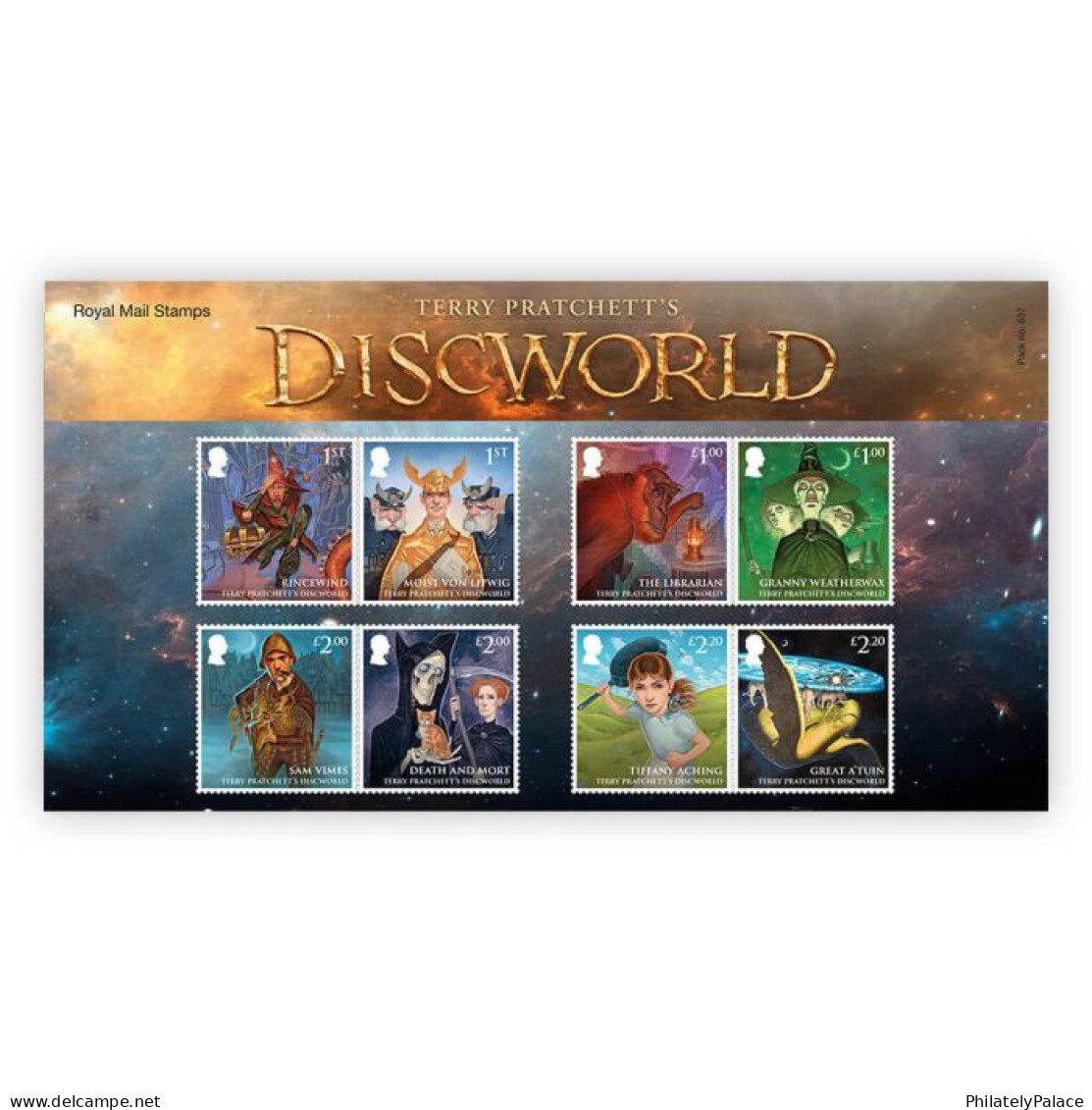 GREAT BRITAIN 2023 GB Terry Pratchett's Discworld Monkey, Torch,Elephant, Turtle, Cat, Skeleton,Moon, Pack SET MNH (**) - Zonder Classificatie