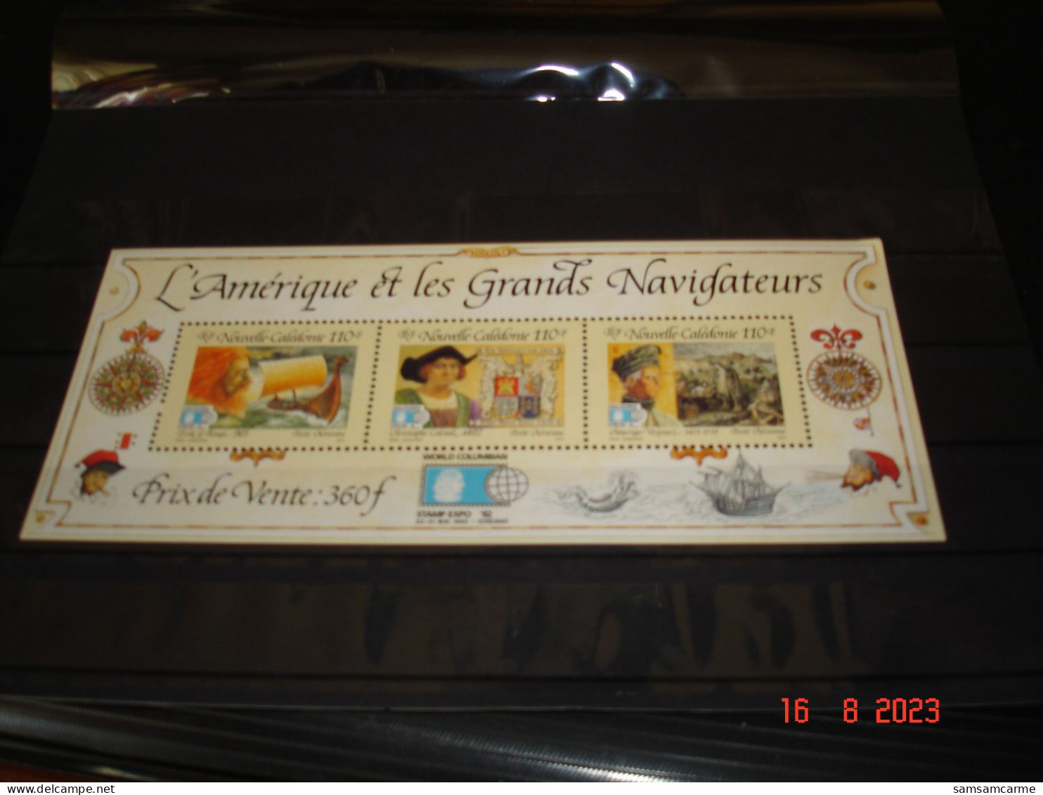 NOUVELLE CALEDONIE  ANNEE 1992  NEUF N° YVERT  BLOC FEUILLET N° 14    L'AMERIQUE ET LES GRANDS NAVIGATEURS - Blocs-feuillets