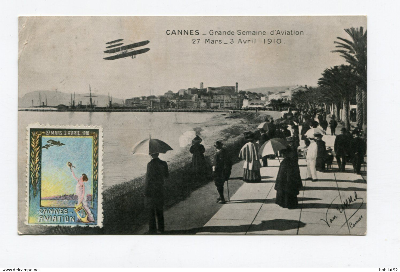 !!! CPA DU MEETING DE CANNES DE 1910 AVEC VIGNETTE - Cartas & Documentos