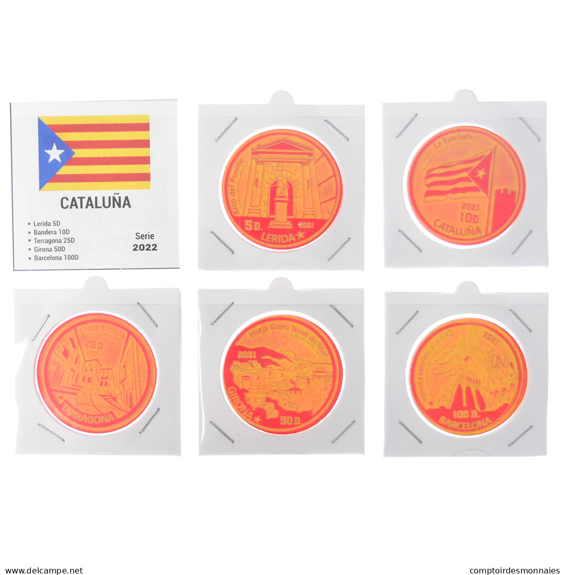 Monnaie, Espagne, Coffret, 2022, Catalonia, Catalogne Série 5 Monnaies.FDC, FDC - Mint Sets & Proof Sets