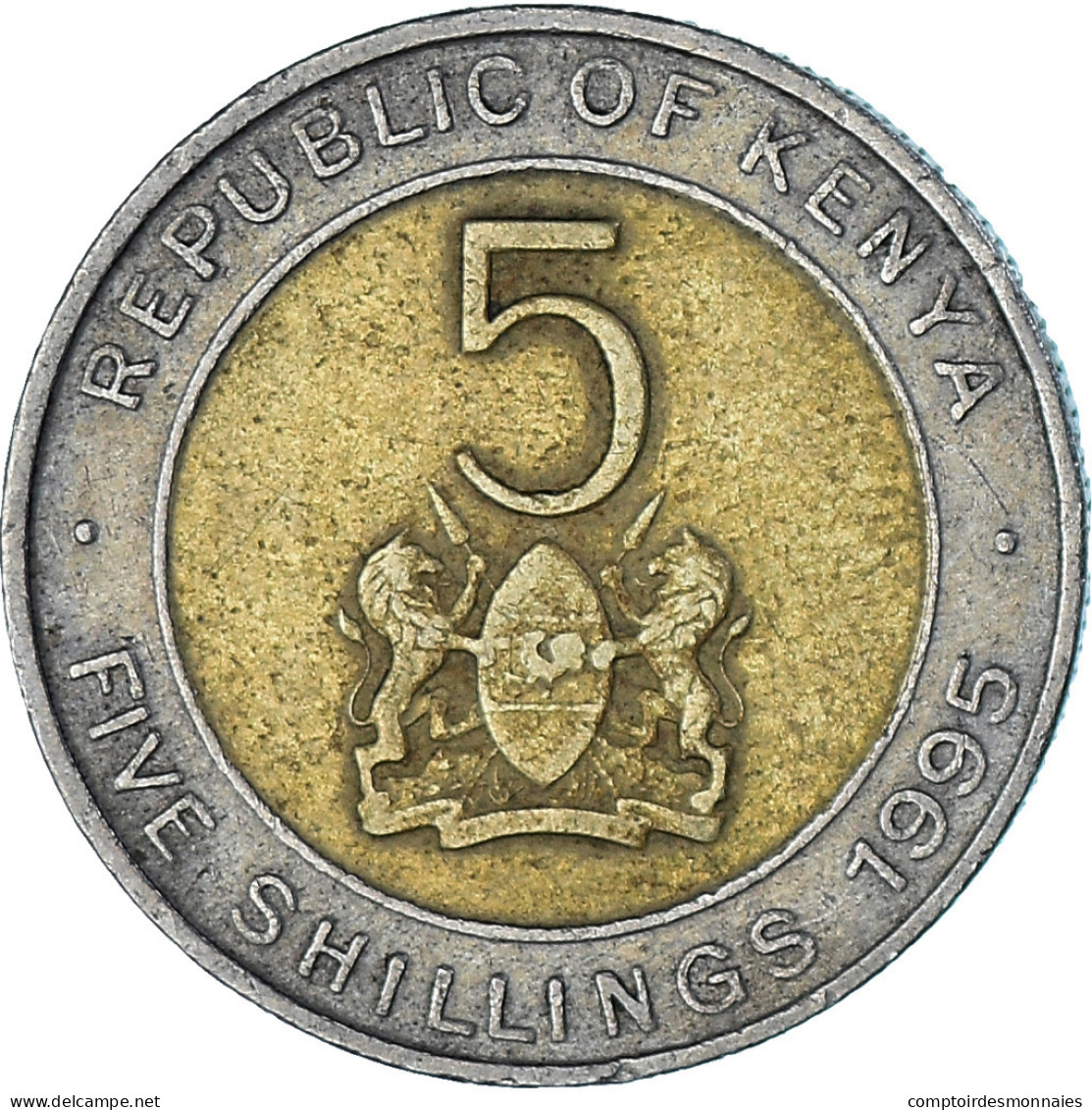 Monnaie, Kenya, 5 Shillings, 1995, British Royal Mint, TTB, Bimétallique, KM:30 - Kenia