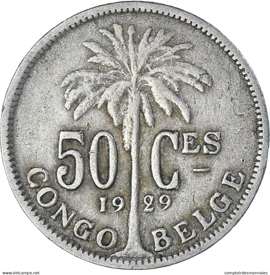 Monnaie, Congo Belge, Albert I, 50 Centimes, 1929, TTB, Cupro-nickel, KM:22 - 1910-1934: Albert I.