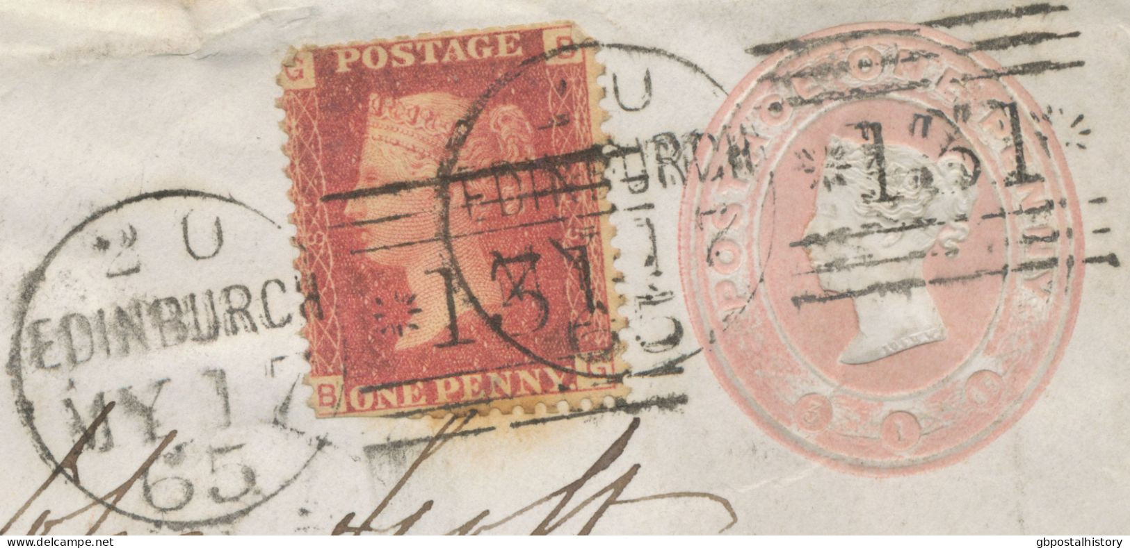 GB „131 / EDINBURGH“ Scottish Duplex Postmark (between 3 Thin Bars, Same Lenght, 131 Between Stars) On  Fine Rare QV 1 D - Lettres & Documents