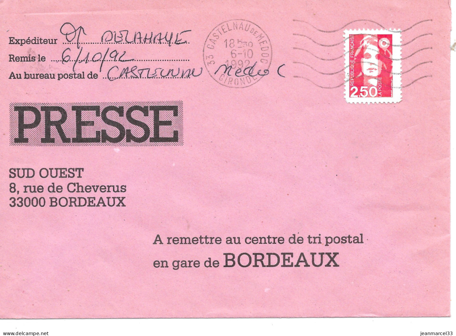 Curiosité Sur Lettre Flamme SECAP O= Courrier De Presse Urgent Circulant Hors-Sac Posté En Dernière Minute - Lettres & Documents