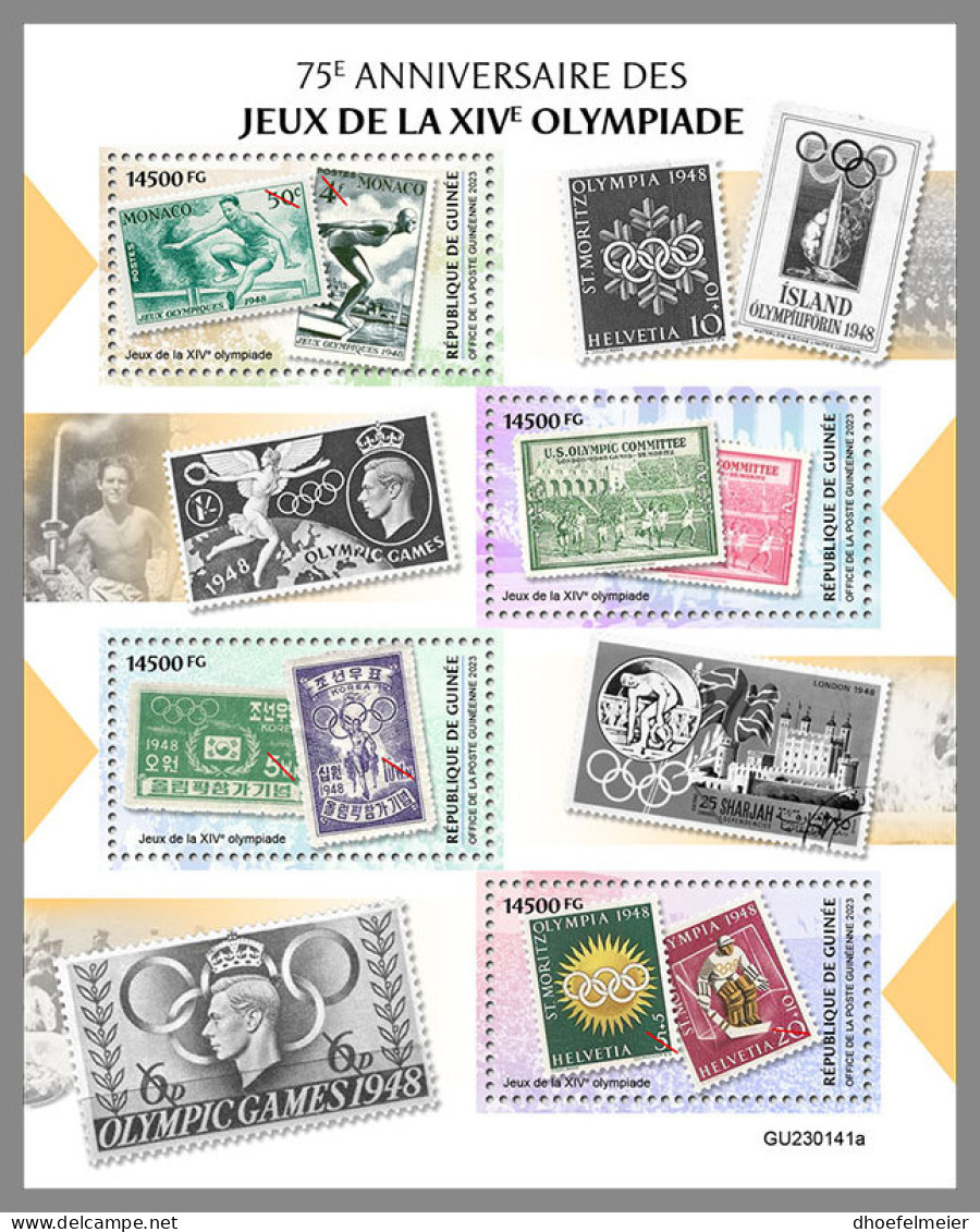 GUINEA REP. 2023 MNH 75 Years Games Of The XIV Olympiad M/S - OFFICIAL ISSUE - DHQ2333 - Estate 1948: Londra