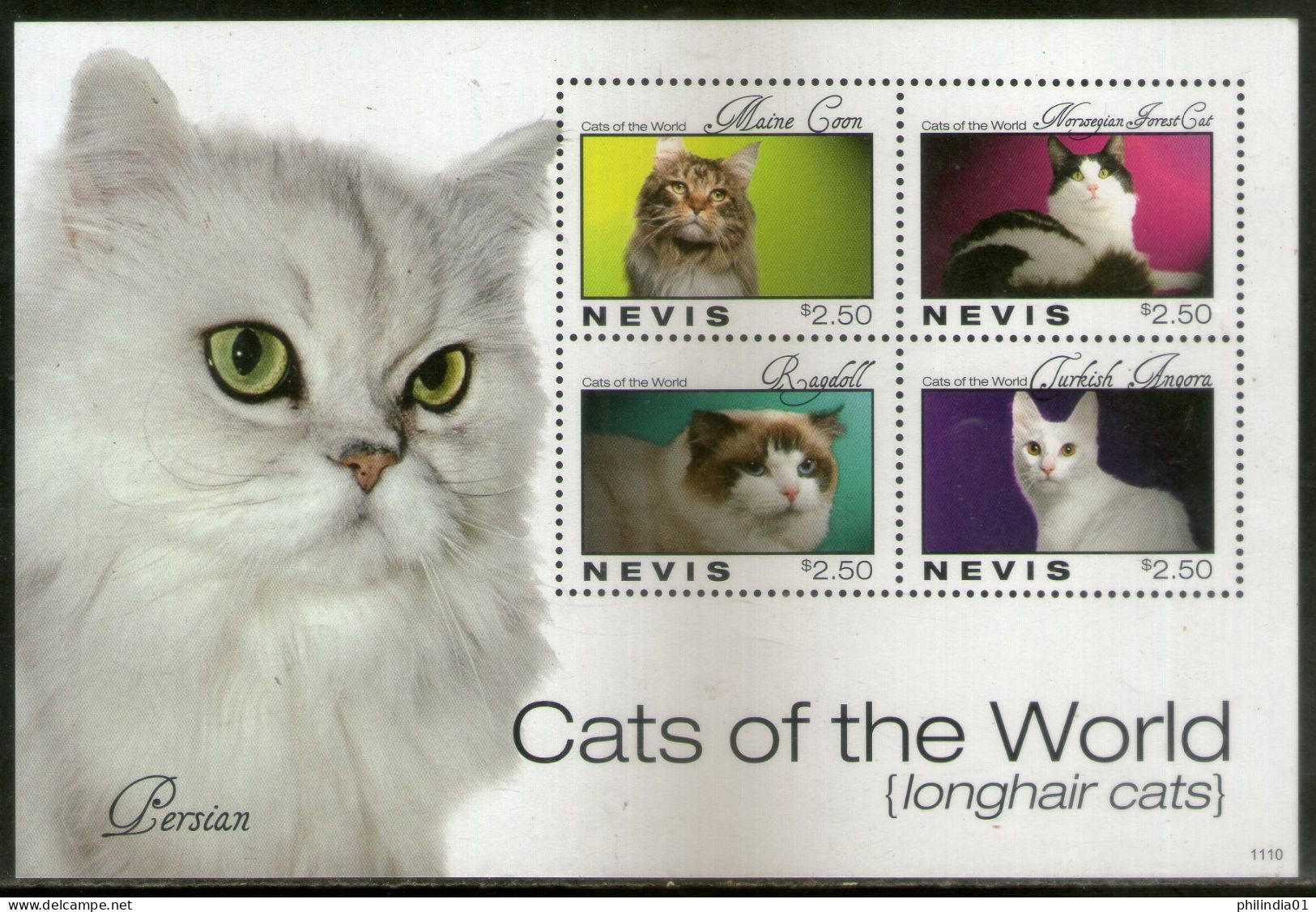 Nevis 2011 Domestic Cats Sc 1658 Sheetlet MNH # 6221 - Other & Unclassified