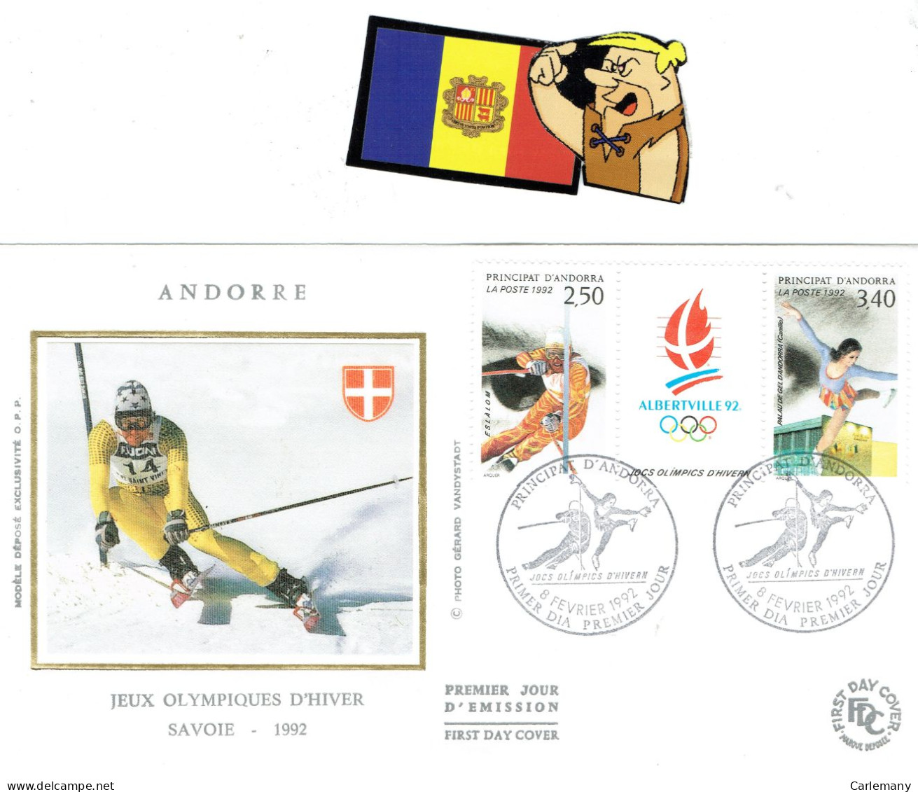 FDC  SEDA DEPORTES ANDORRA 1992 ESQUI-PATINAJE - Lettres & Documents