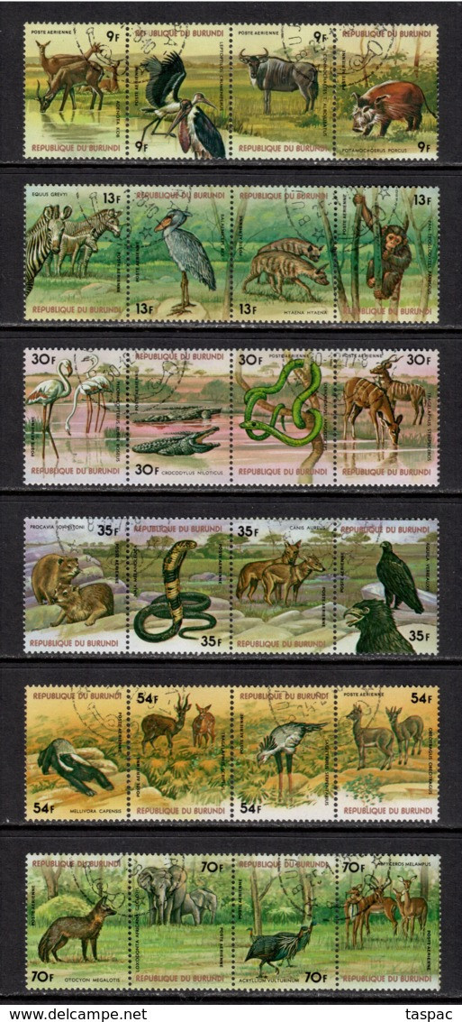 Burundi 1977 Mi# 1331-1378 Used - 12 Strips Of 4 (incl. Air Post) - African Wildlife (I-II) - Used Stamps