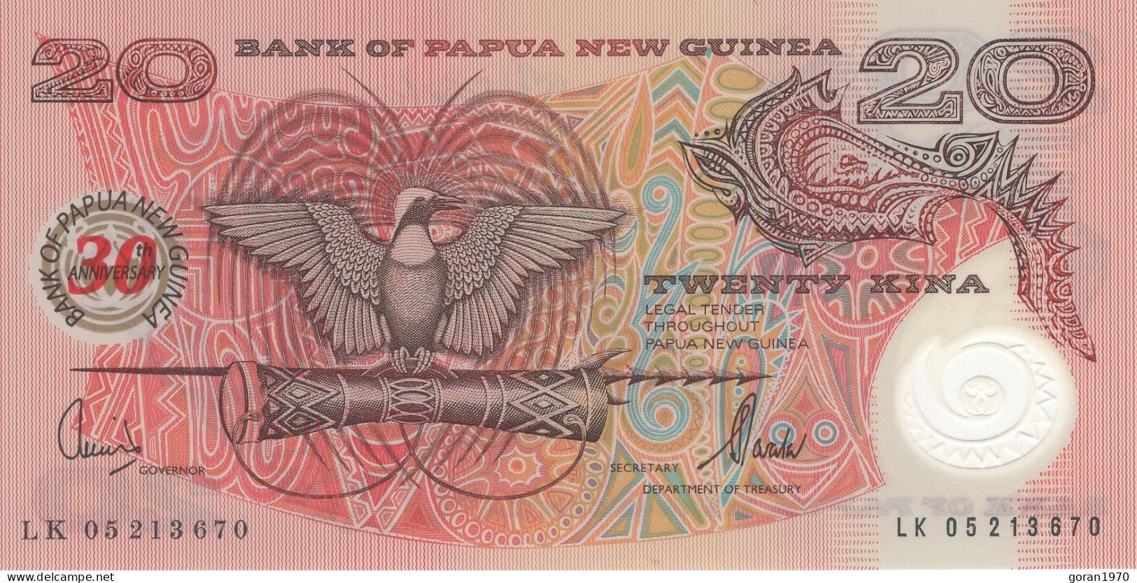 PAPUA NEW GUINEA 20 Kina 2005 UNC, P-27 Polymer 30th Commemorative - Papoea-Nieuw-Guinea