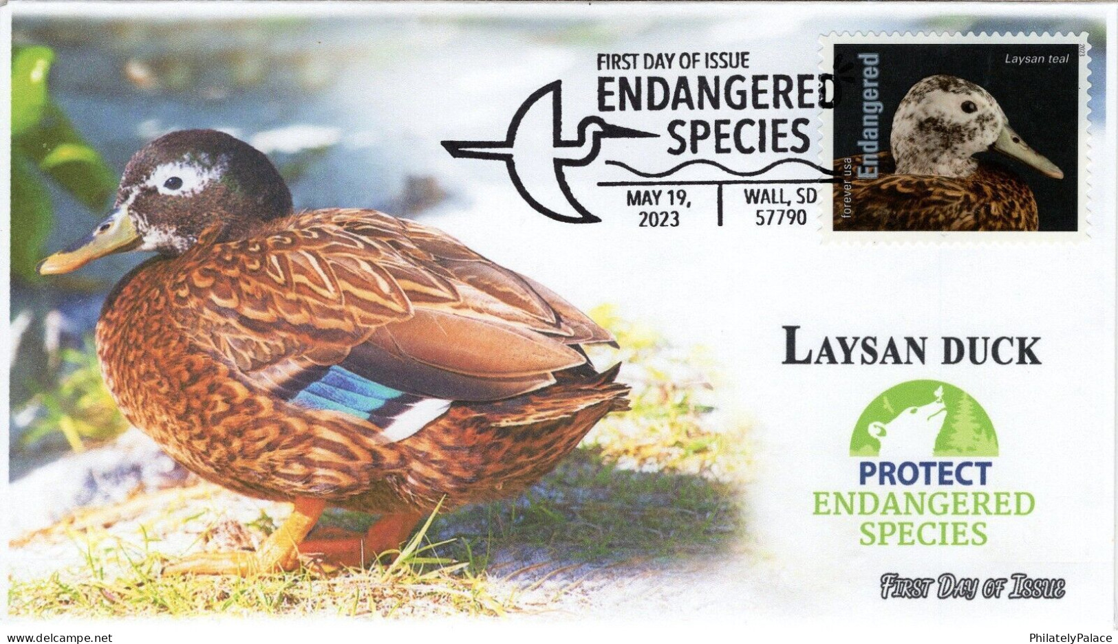 USA 2023 Laysan Duck, River, Endangered Species, Bird,Pictorial Postmark, FDC Cover (**) - Lettres & Documents