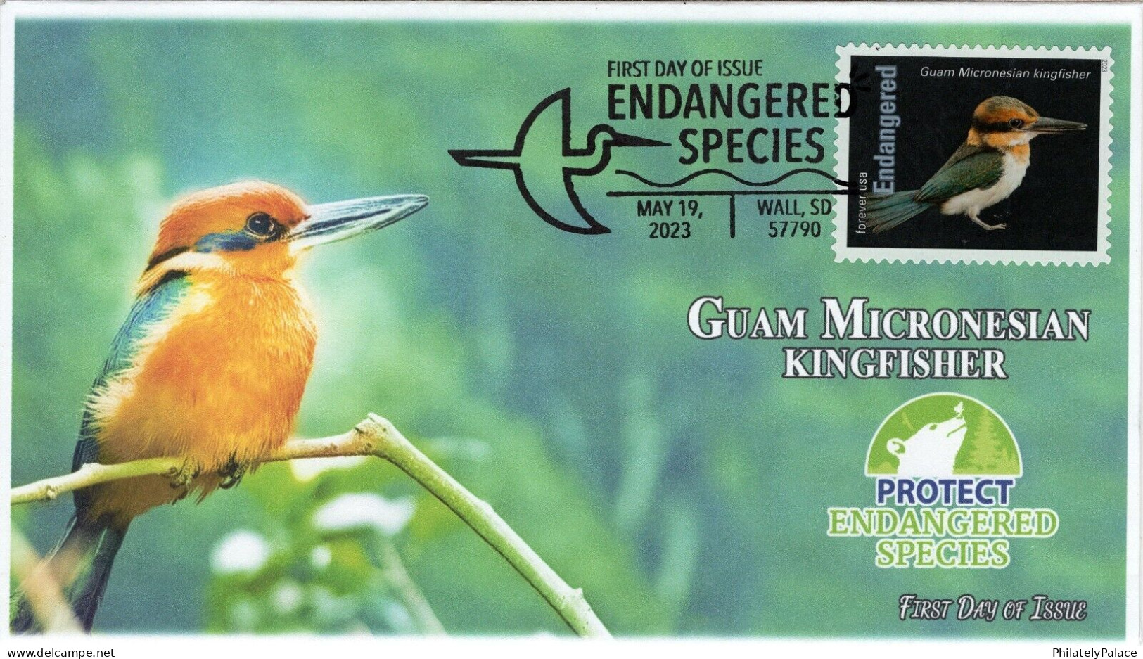 USA 2023 Guam Micronesian Kingfisher, River, Endangered Species, Bird,Pictorial Postmark, FDC Cover (**) - Brieven En Documenten