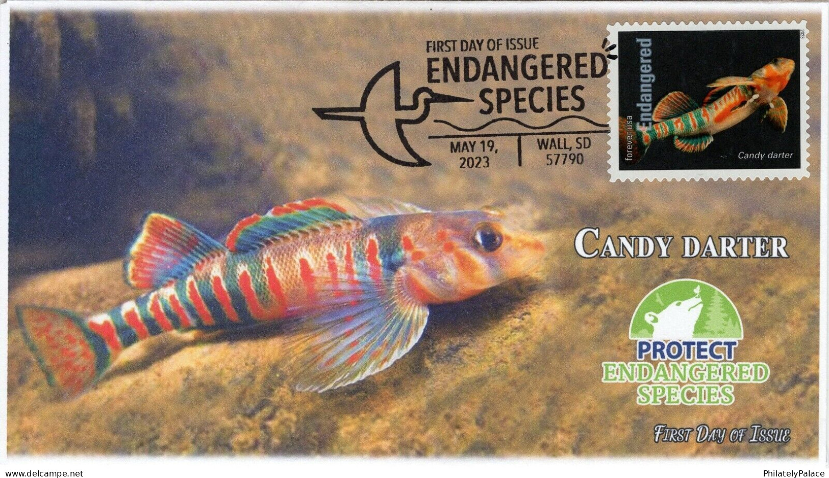 USA 2023 Candy Darterfish, Endangered Species,Fish,Pictorial Postmark, FDC Cover (**) - Lettres & Documents