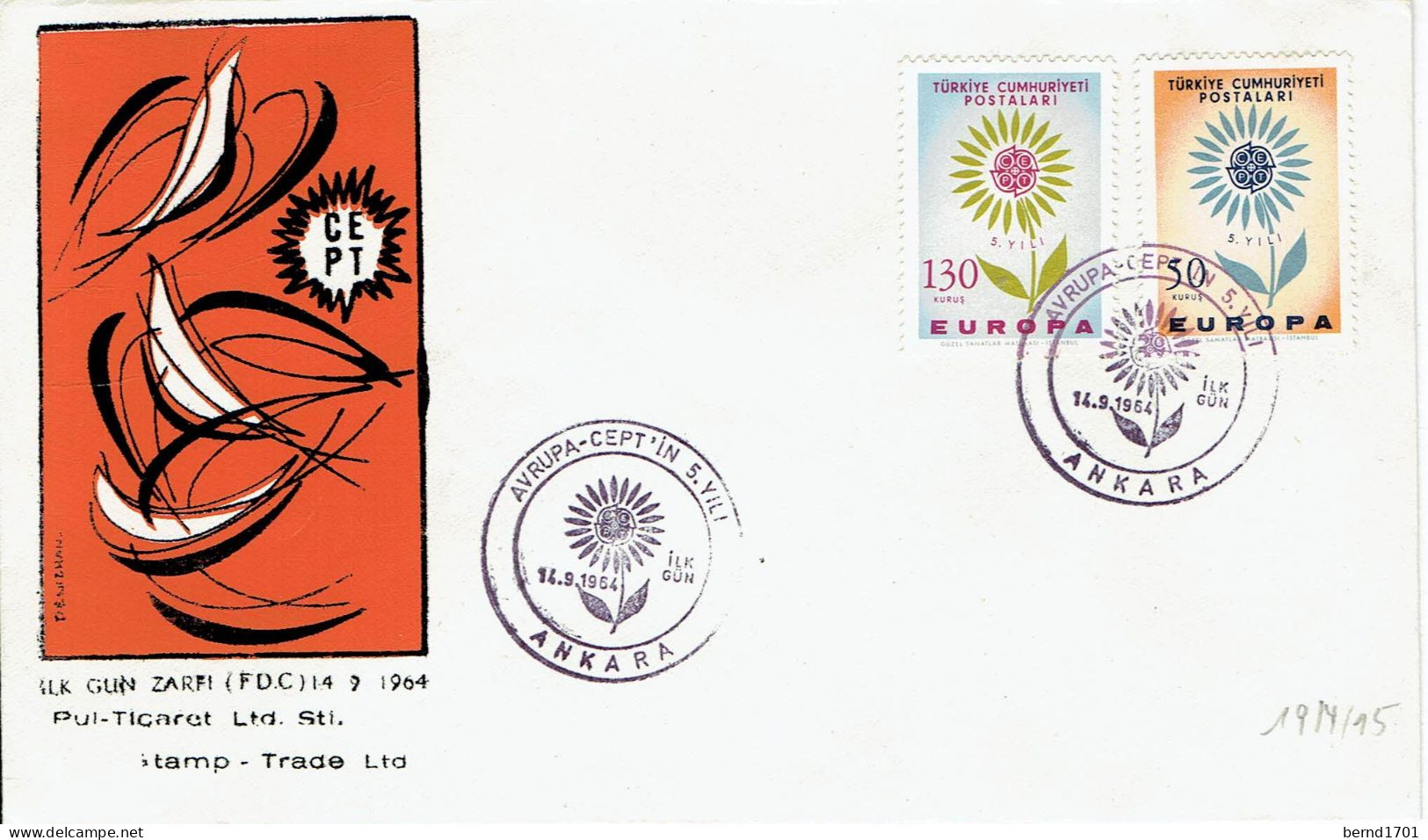 Türkei / Turkey - Mi-Nr 1917/1918 FDC (K1825) - 1964