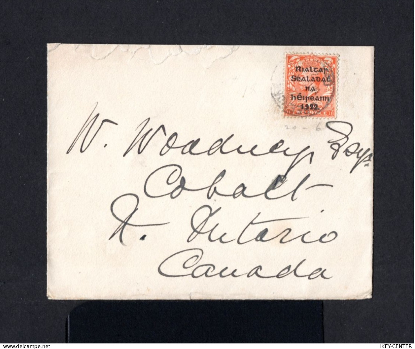 1923-IRELAND-OLD COVER  To COBALT (canada) 1922.EIRE.Enveloppe IRLANDA. IRLANDE - Brieven En Documenten