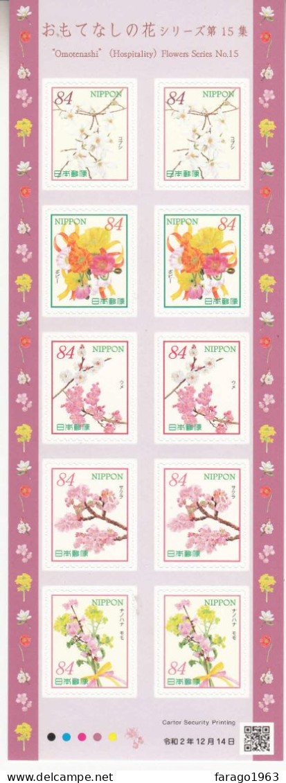 2020 Japan Hospitality Flowers Series (15) Complete Sheet Of 10 MNH @ BELOW FACE VALUE - Unused Stamps