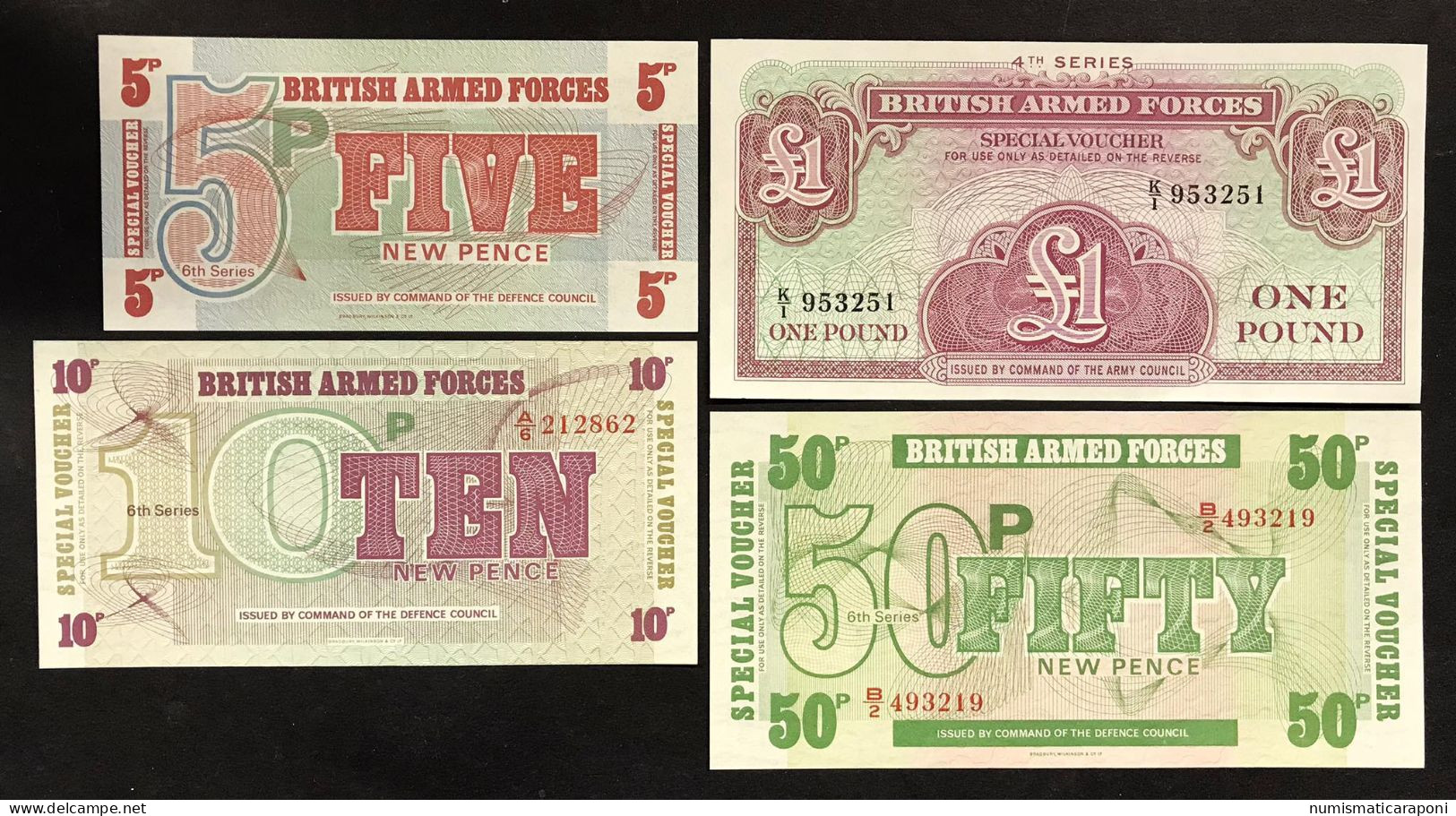 BRITISH ARMED FORCES 1 Pound 4à Series  + 5 10 50 Pence 6à Series   LOTTO 4726 - Andere & Zonder Classificatie