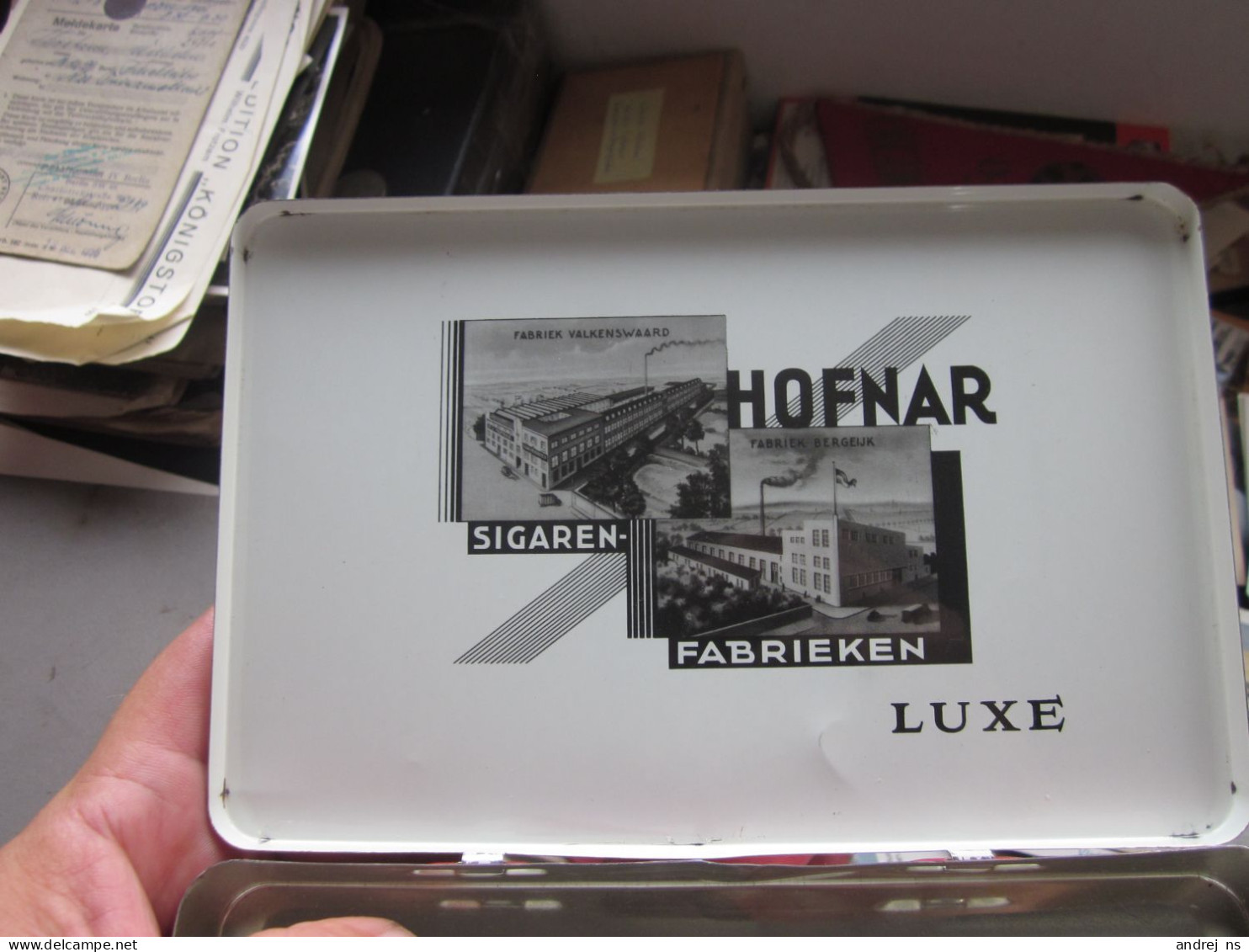 Old Tin Box Hofnar Luxe Made In Holland Fabriek Valkenswaard Sigaren Fabriken Luxe 19x13x2 Cm - Schnupftabakdosen (leer)