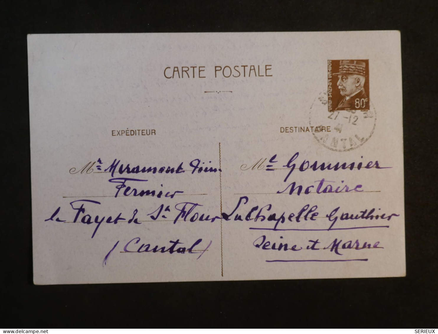 BY16 FRANCE  BELLE CARTE FM ENTIER PETAIN 1941 FAYET A LA CHAPELLE +AFF. INTERESSANT ++ - Other & Unclassified