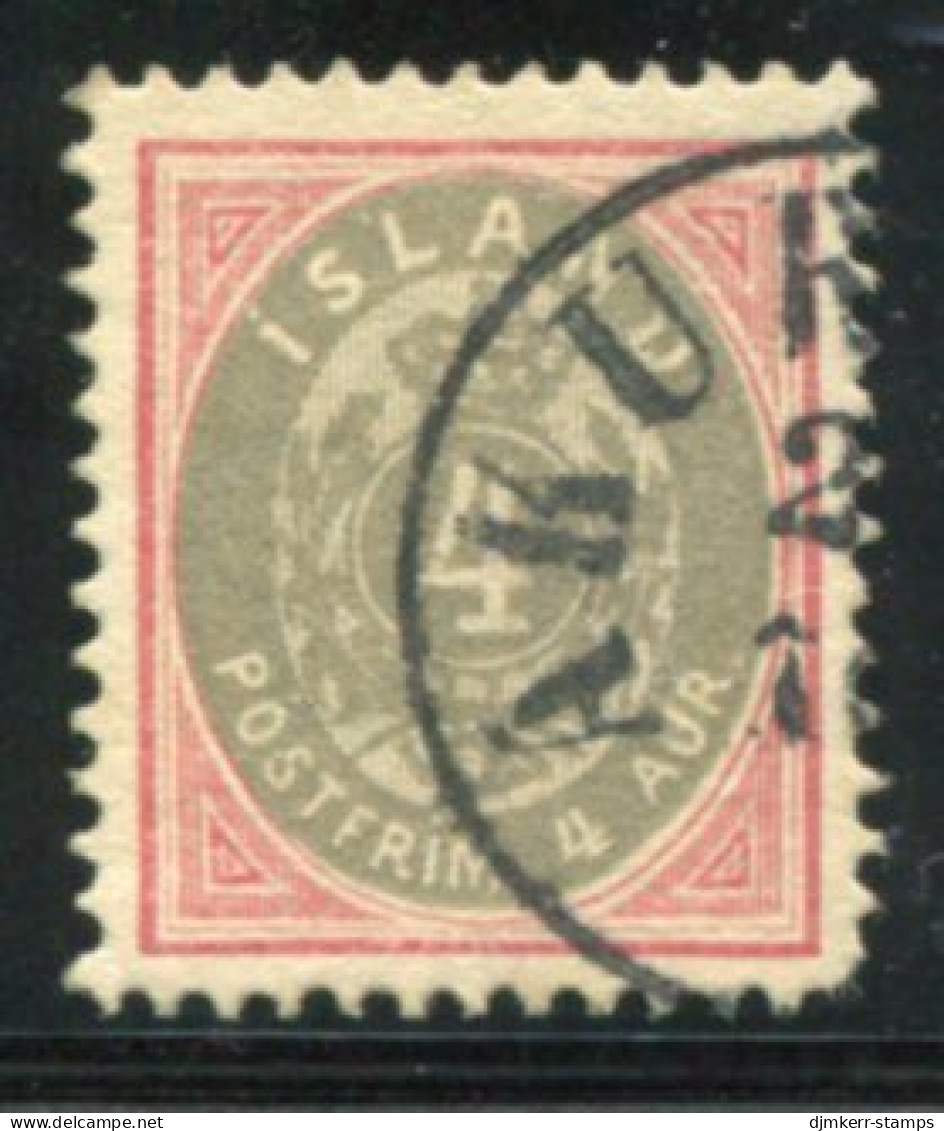 ICELAND 1901 Arms Definitive 4 Aur.  Used.  Michel 20 - Oblitérés