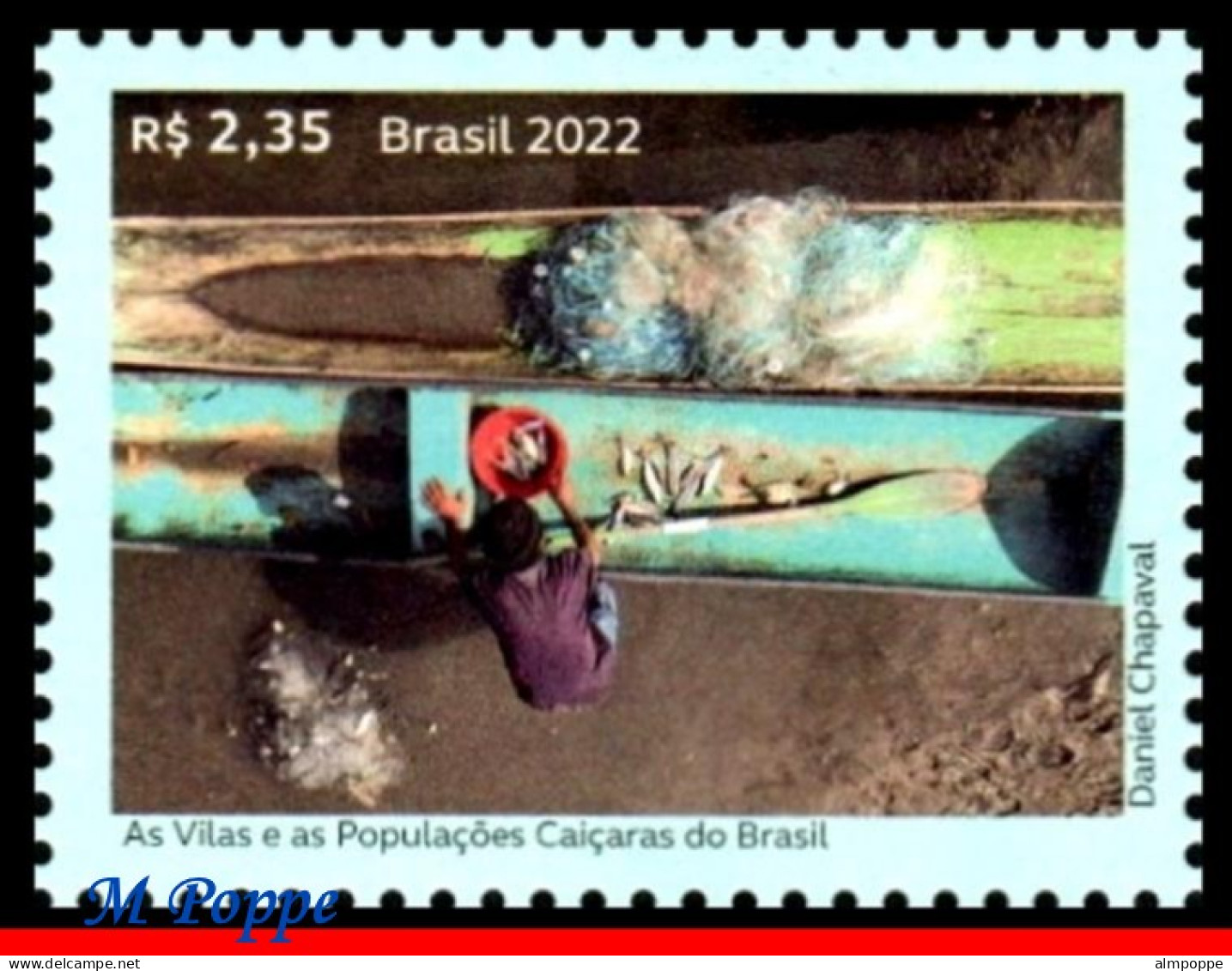 Ref. BR-V2022-10-F BRAZIL 2022 - VILLAGES AND CAICARAPOPULATIONS, BOATS, BIRDS, SHEET MNH, FISH 12V - Unused Stamps