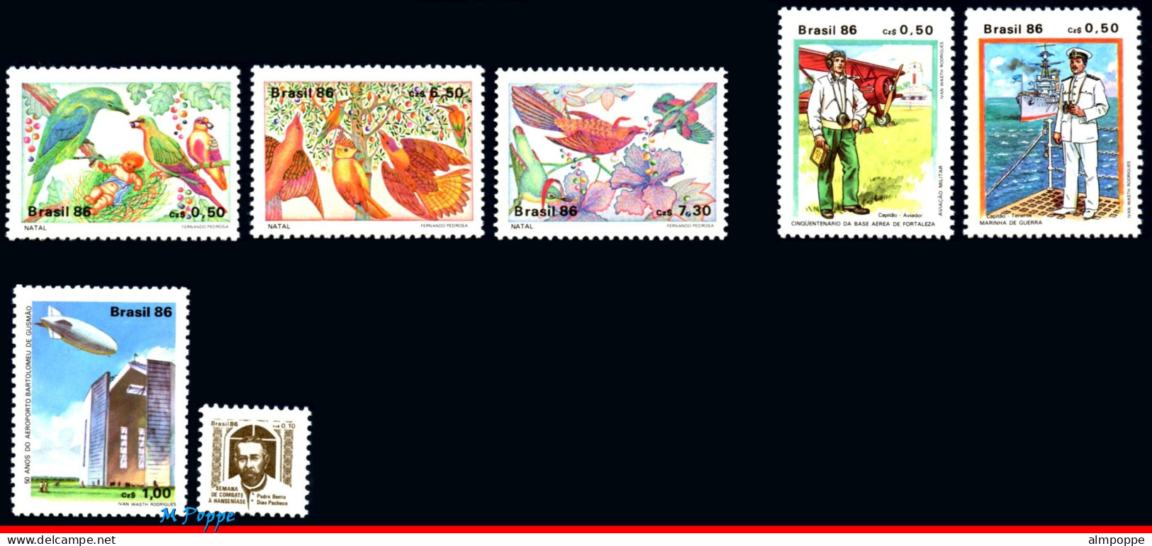 Ref. BR-Y1986-S BRAZIL 1986 - ALL COMMEMORATIVE STAMPSOF THE YEAR, 31V, MNH, . 32V - Full Years