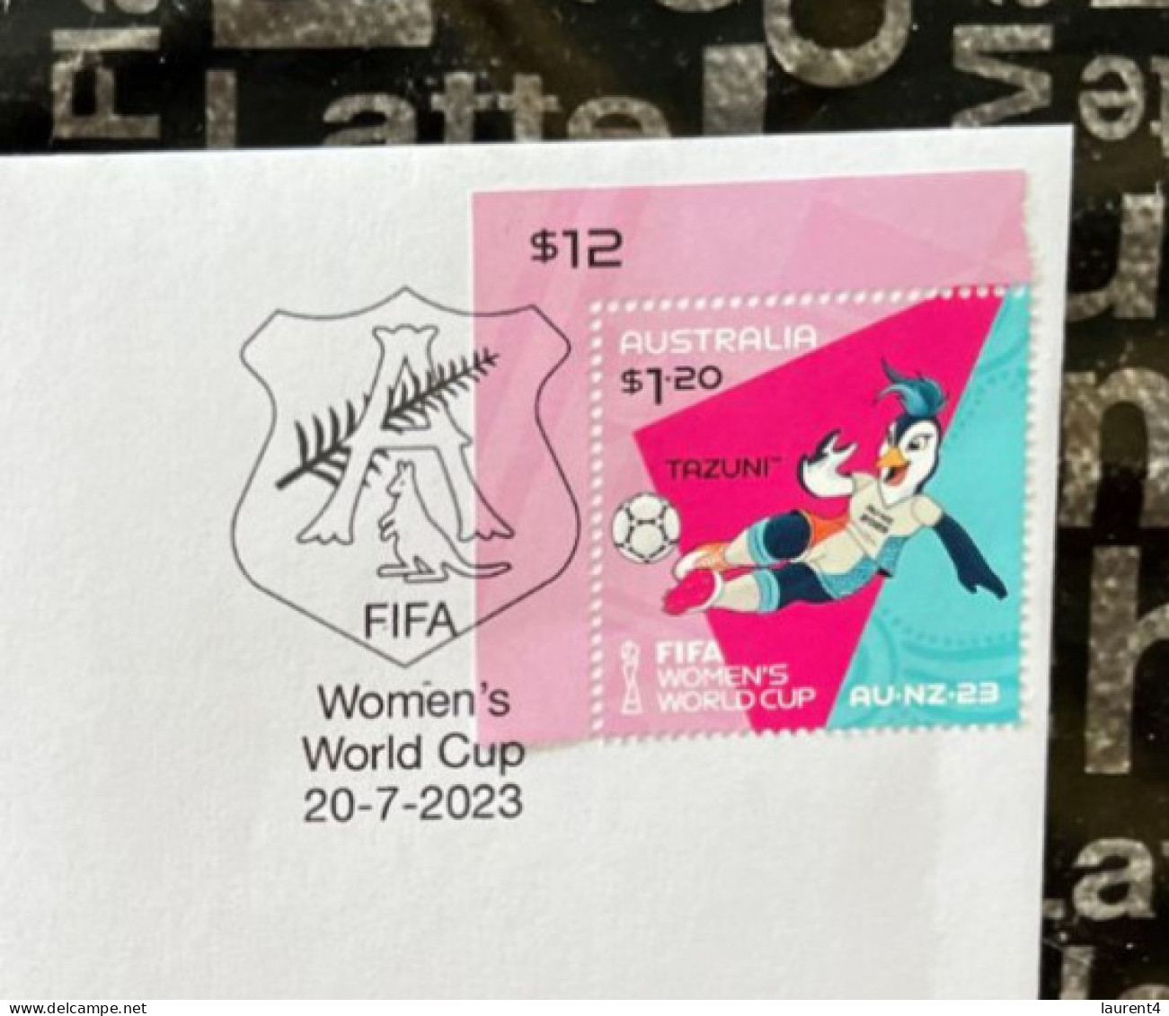 (folder 20-8-2023) Australia Post - FIFA 2023 Folder + Cover TAZUNI Mascot (Presentation Pack + Cover) - Presentation Packs