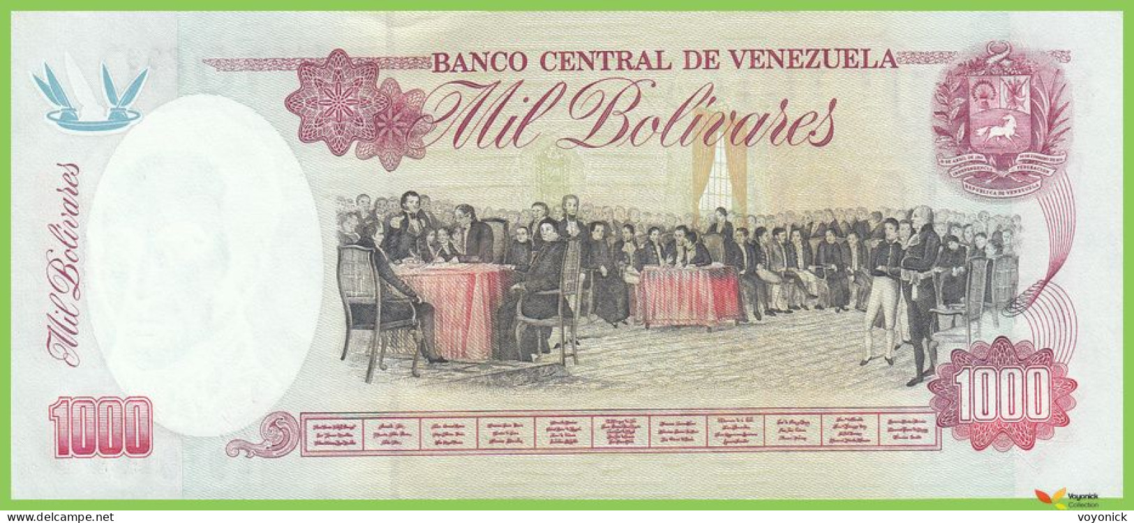 Voyo VENEZUELA 1000 Bolivares 1998 P76c B344b J UNC  Declaration Of Independence - Venezuela