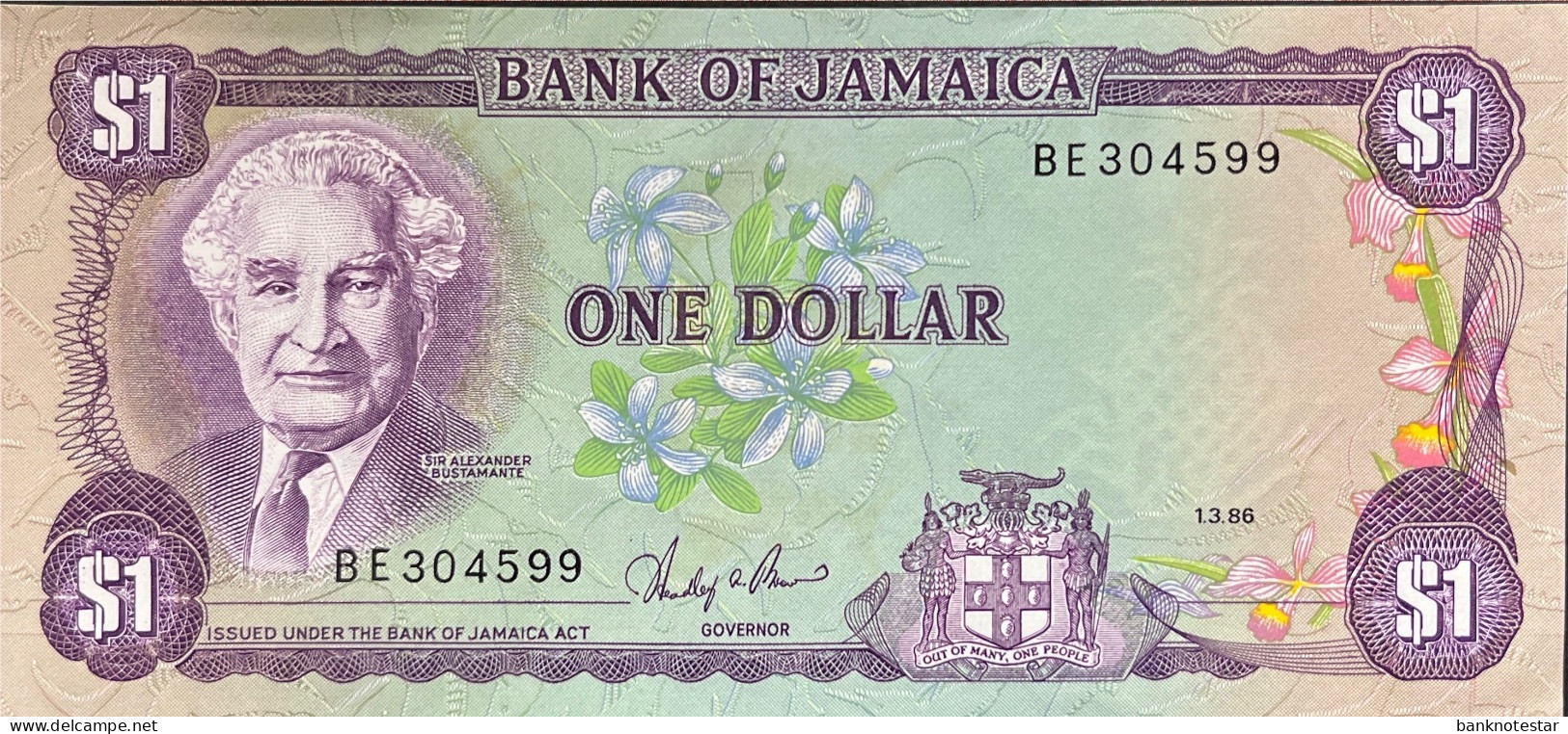 Jamaica 1 Dollar, P-68Ab (01.03.1986) - About Uncirculated - Jamaica