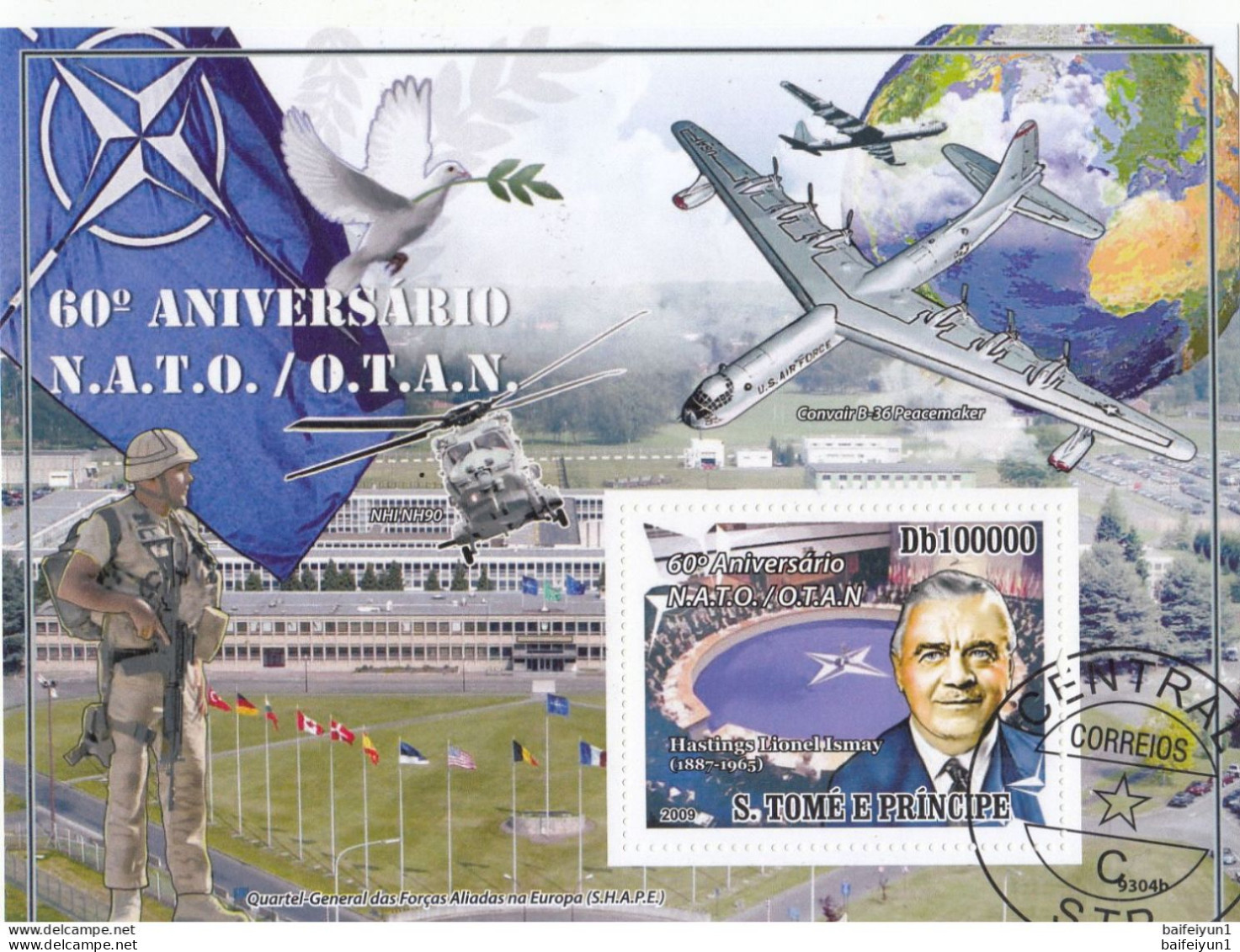 2009 Sao Tome And Principe Stamp The 60th Anniversary Of NATO  Sheetlet +S/S Cancel - OTAN