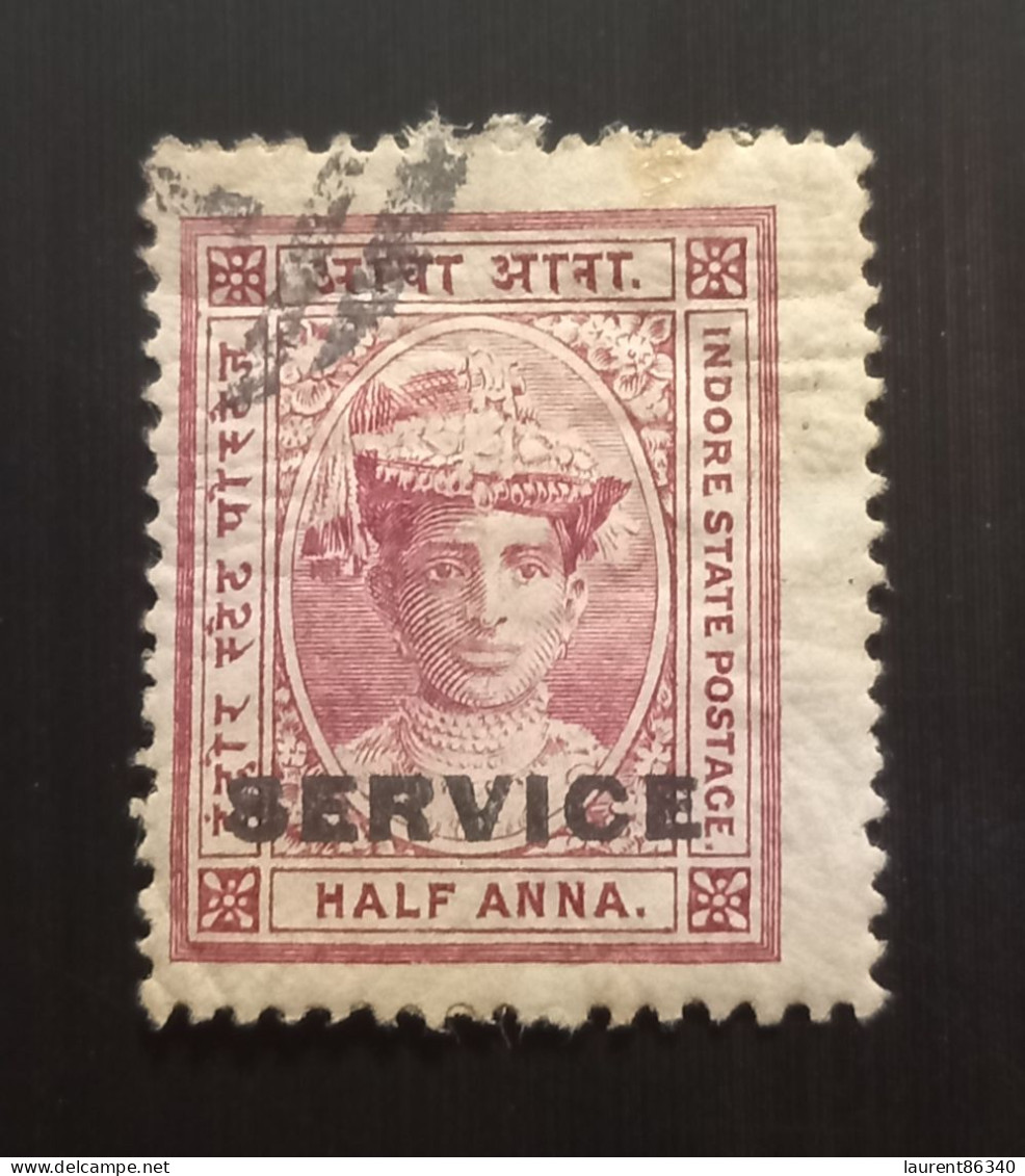 INDE Indore/Holkar 1904 Maharaja Tukoji Holkar III - Overprinted "SERVICE"  ½A  Used - Holkar