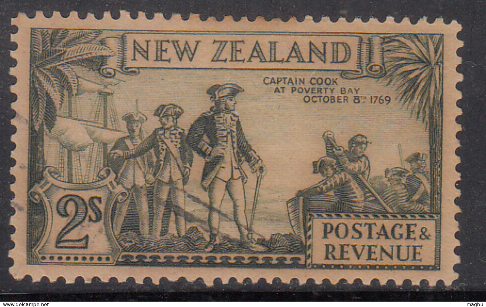 2s Used Captain Cook, New Zealand SG589, (Perf.,13½ X 13½) 1936 - Gebraucht