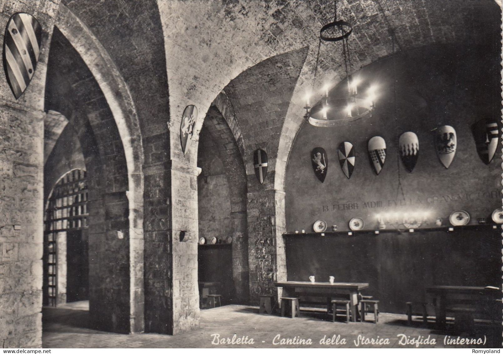 CARTOLINA  BARLETTA PUGLIA-CANTINA DELLA STORICA DESFIDA (INTERNO)-STORIA,MEMORIA,CULTURA,BELLA ITALIA,VIAGGIATA 1960 - Barletta