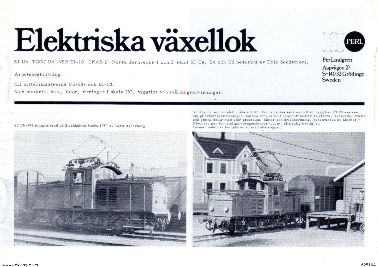 Catalogue PERL HO Model 1978 ? Elektriska Växellok Skala HO 1/87 Brochure - En Suédois - Ohne Zuordnung