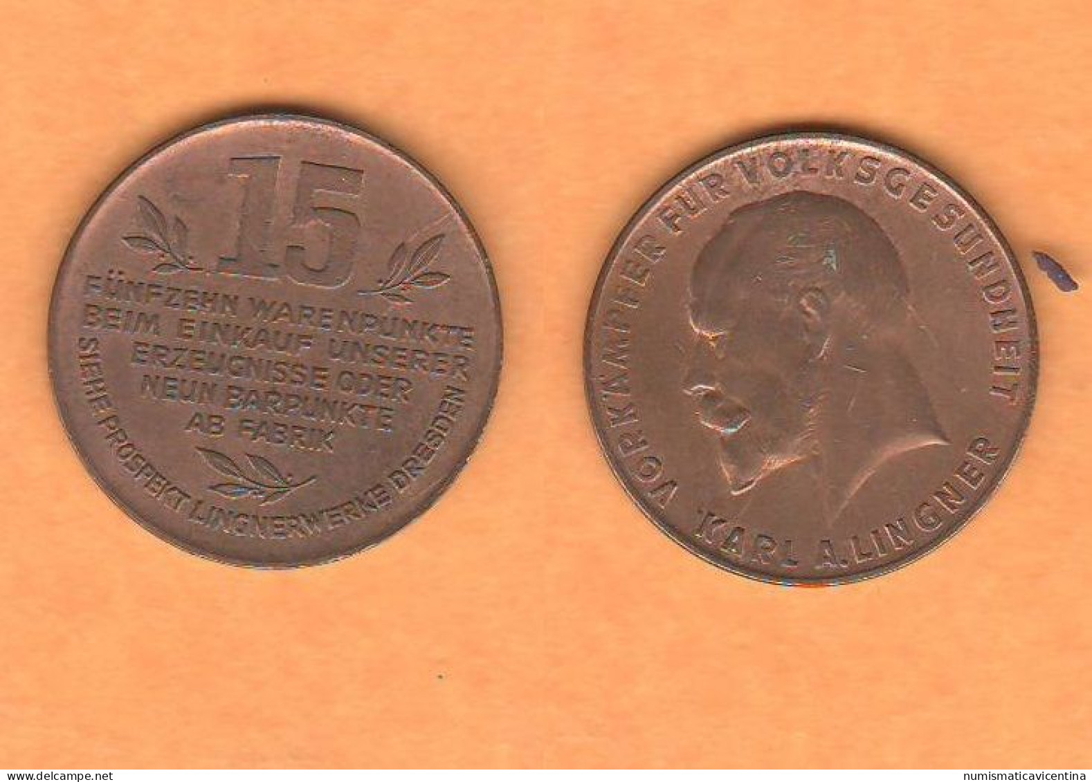 Germany TOKEN 15 Cents Karl A. Lingner 15 Warenpunkte Jetons Gettoni - Noodgeld