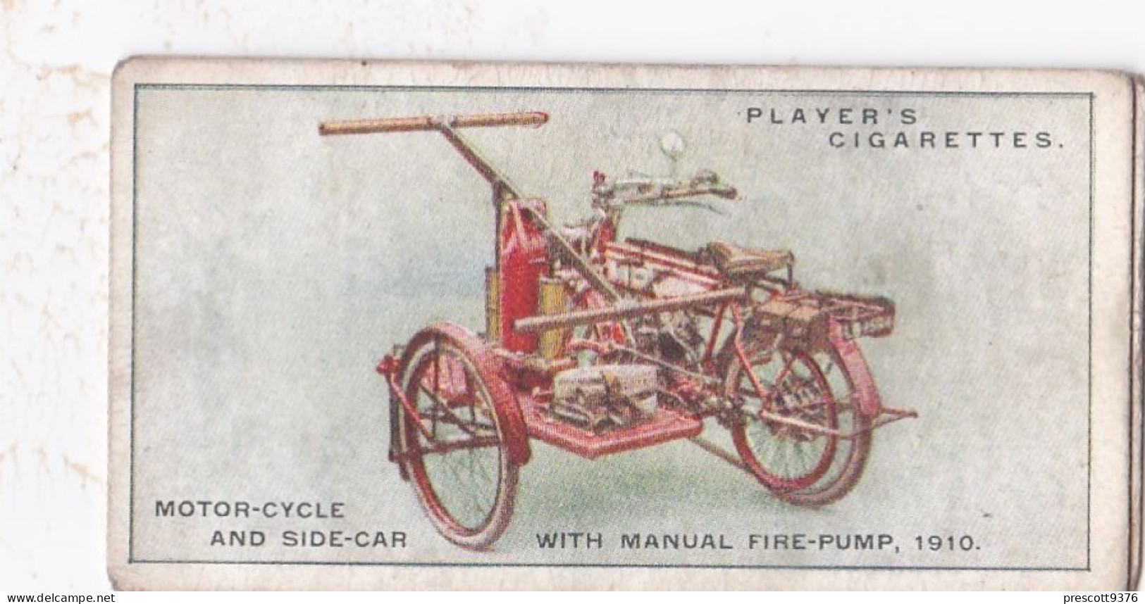 Fire Fighting Appliances 1929 - Players Cigarette Cards - 36 Motor Cycle Fire Pump 1910 - Player's