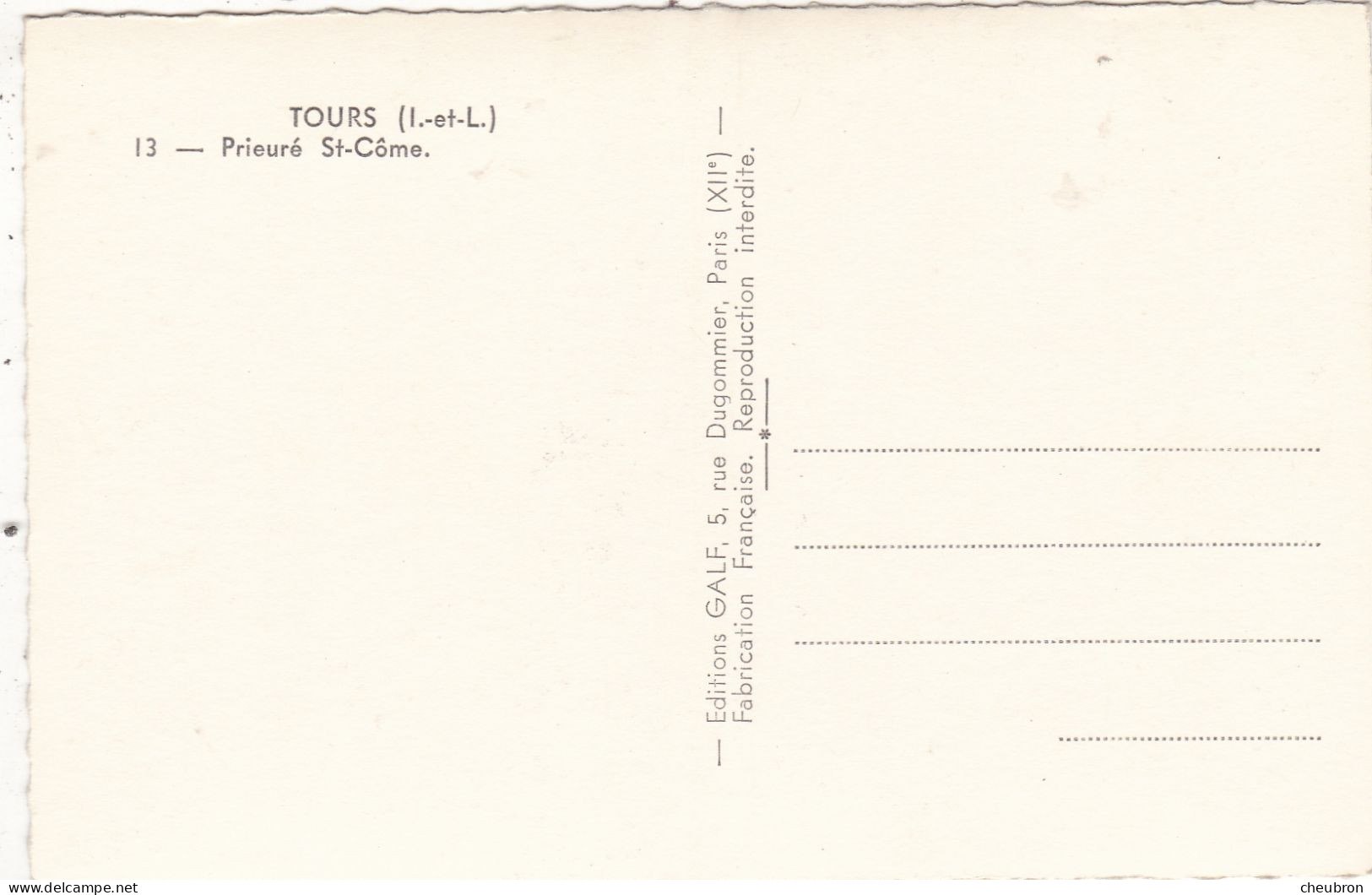 37. LA RICHE . LOT DE 3 CARTES SIMILAIRES. ." PRIEURE DE ST- CÔME ". LIEU ET TOMBEAU DU POÈTE RONSARD - La Riche