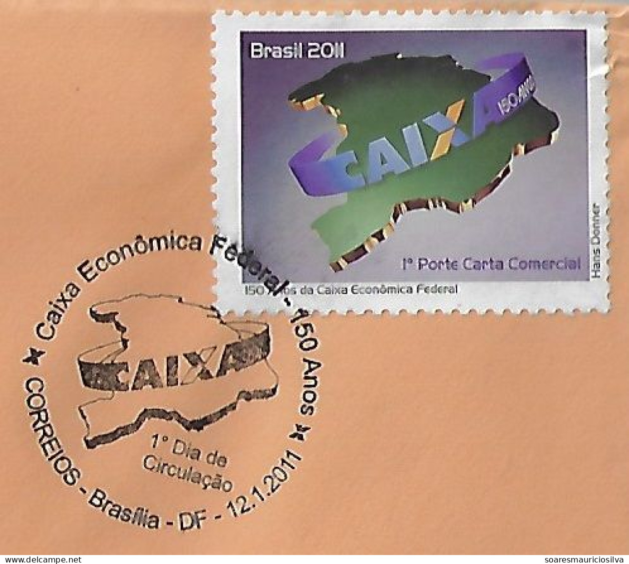 Brazil 2011 Cover Commemorative Cancel 150 Years Federal Savings Bank Map - Briefe U. Dokumente