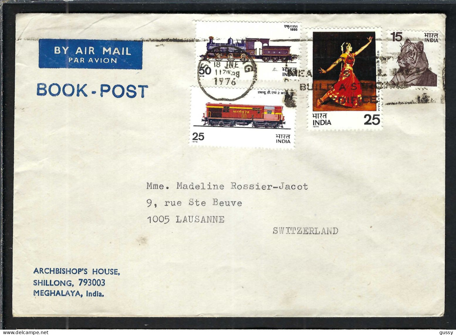 INDE P.A. Ca. 1970-80: LSC De Shillong Pour Lausanne (VD,Suisse) - Luftpost