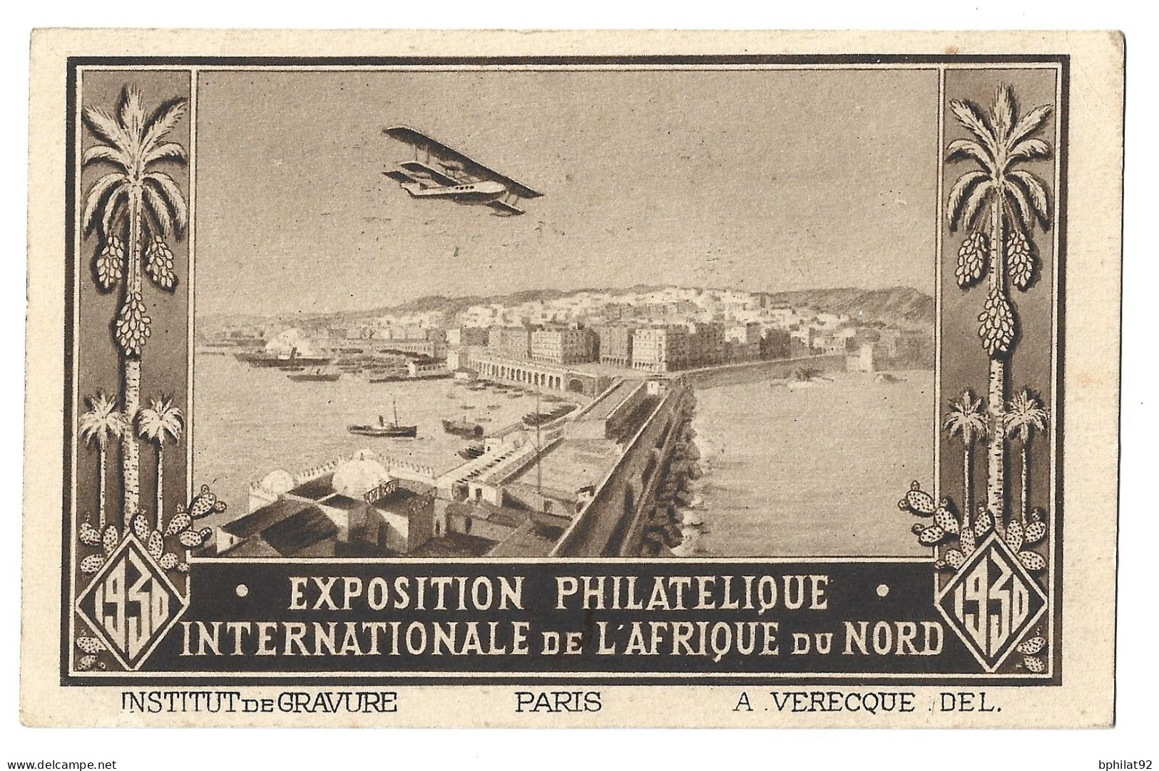 !!! ALGERIE, CARTE POSTALE DE L'EXPO INTERNATIONALE AFR DU NORD RECOMMANDÉE AVEC GRIFFE "MAUVAIS DÉPART" - Airmail