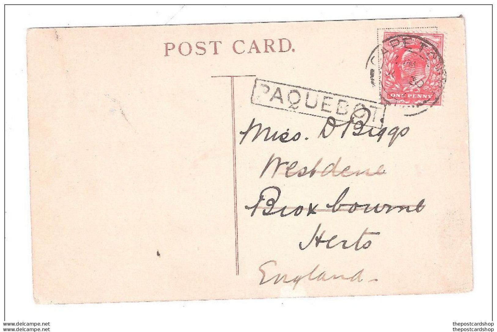 ASCENSION ISLAND George Town Ascension From Mail Boat PAQUEBOT CAPE TOWN POSTMARK - Ascension (Ile)