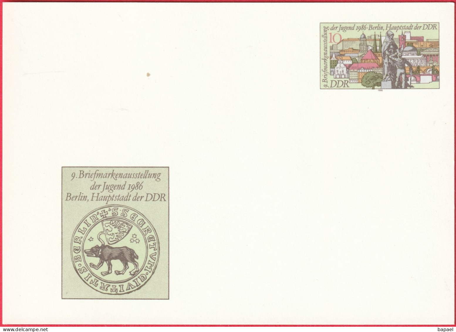 CP - Entier Postal (Allemagne - DDR) - 9e Exposition De Timbres Jeunesse 1986 - Postkaarten - Ongebruikt