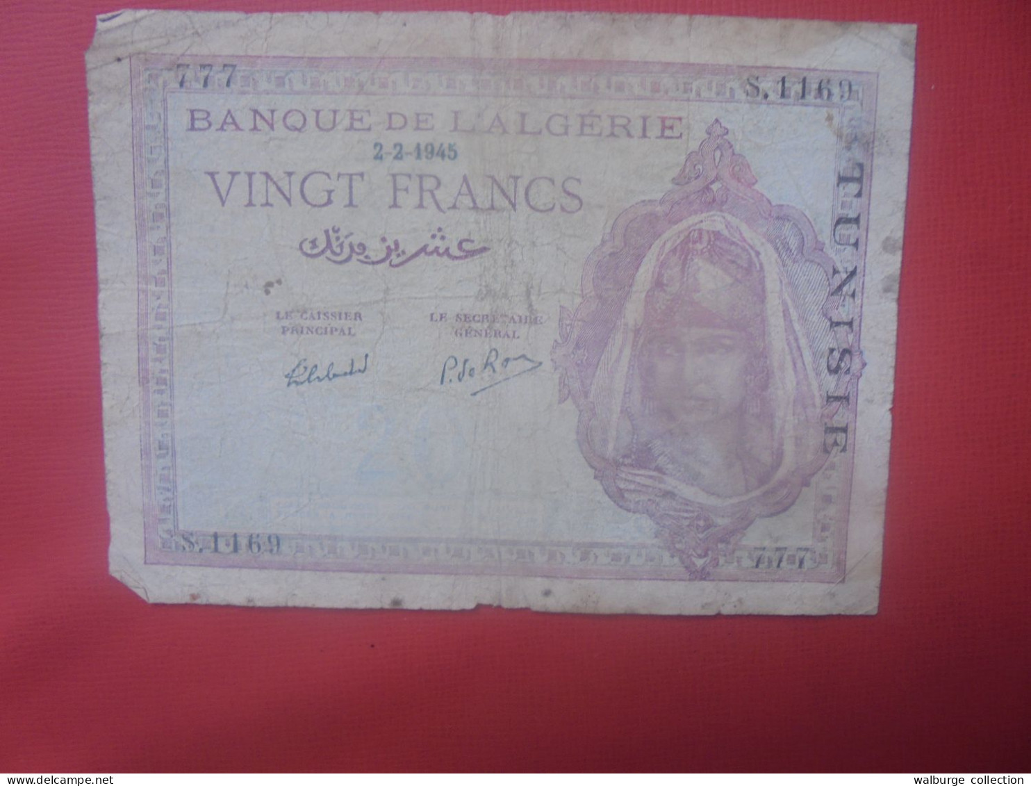 TUNISIE Sur Billet ALGERIE 20 FRANCS 1945 Circuler (B.30) - Tusesië